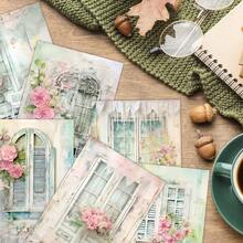 20pcs Vintage Floral Window Wall Decal Set - Pink Retro Cottage Window Poster, Elegant French Country Style Bedroom Wall Art Decor - A - View 4