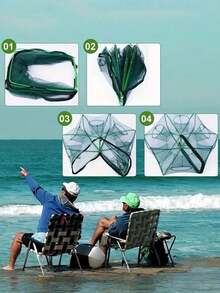 1pc Foldable Fishing Net - Durable Nylon Mesh, Suitable For Eels, Lobsters And Various Fish, Lightweight And Practical Outdoor Fishing Gear - Fish Basket - View 5