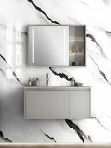 1 Roll 15.7" X 118" Black & White Marble Pattern PVC Wall Sticker, Thick Roll, Suitable For Living Room And Bathroom, Decorative Backsplash, Removable, Waterproof Grey Marble Wallpaper, Ideal For Rental And Home Decor - Multicolor - View 11