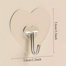 Heavy Duty Adhesive Hooks - Transparent Plastic Suction Cups, Thickened Heart-Shaped Wall Mounting, Suitable For Kitchen And Bathroom Storage, Multi-Function Hooks, Easy Installation, Modern Style - One Size Fits All - View 3