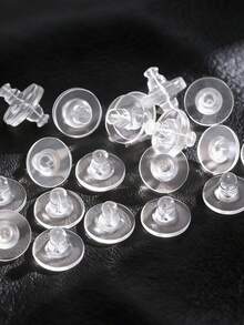 50/100 piezas Atrás de pendientes de goma, atrás de pendientes claros y suaves para pendientes de botón, reemplazos de atrás de pendientes de silicona hipoalergénica, tapones de - Espaldas de aretes - Ver 5