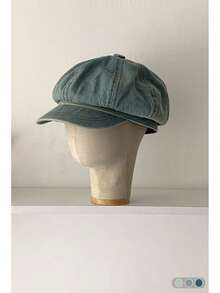 1pc Gradient Denim Newsboy Cap, Vintage Distressed Denim Octagonal Hat, Fashionable & Versatile For Women, Adjustable Size - Multicolor - View 18