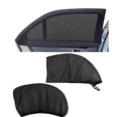 2/4pcs - Ultra-Thin, Ultra-Light, Breathable Car Side Window Protector - Mosquito-Proof, Sun-Proof, Car Curtain, Car Mesh Window Cover, Side Window Mosquito Net, Car Sun Visor, Front & Rear Window Privacy Screen, Suitable For Sedan And SUV, Easy To Install, Breathable Mesh Material, Blocks Harmful UV Rays, Car Sun Shade | Fashionable Car Accessories