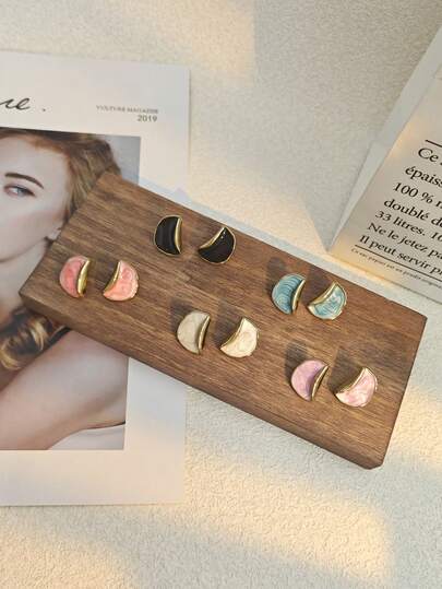 Khuyên tai hình bán nguyệt bằng thép không gỉ cao cấp, sang trọng, đơn giản, thanh lịch dành cho nữ và bé gái.