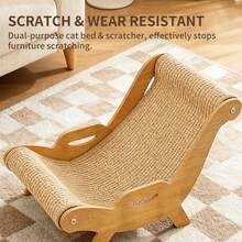 Pet Sisal Lounge Chair – Durable Scratching Post & Comfortable Resting Bed For Cats, 2-In-1 Design With Natural Sisal Material, Anti-Slip Base, Stable & Space-Saving, Perfect For Indoor Cats To Scratch, Claw, And Relax - one-size - View 3