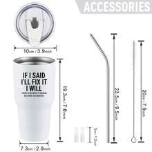 30oz Stainless Steel Tumbler Black White Options,  If I Said I'll Fix It I Will Graphic Cups, Insulated Travel Coffee Mug With Lid And Straw , Double Wall Vacuum Reusable Travel Cups, Funny Birthday Party Gift For Women & Men - trắng - Xem 3