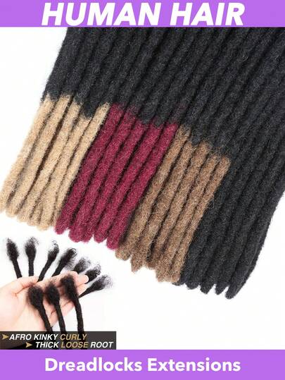 Độ dày 0.6 cm, tùy chọn chiều dài 4-18 inch, 30 sợi tóc thật, tóc nối dreadlock cho nam/nữ, làm thủ công, tóc nối dreadlock vĩnh viễn, có thể nhuộm, tẩy, uốn xoăn, nhiều màu (#1B #1B27 #1B30 #1B99J #1B613)