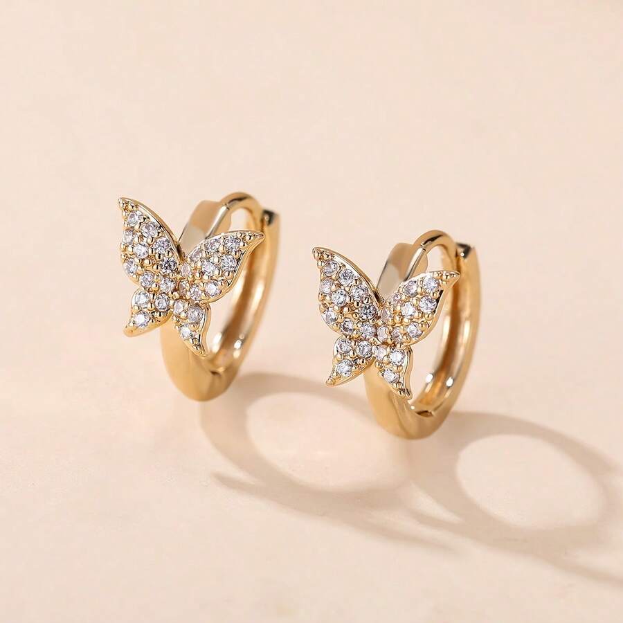 1 Đôi bông tai hình bướm dành cho nữ, kiểu dáng tối giản và thời trang, phù hợp để đeo hàng ngày. - Loại bướm - Xem 1