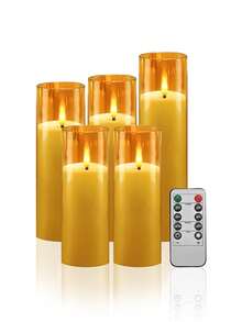 2/3/5pcs Flameless Fairy Lights, With Timer/Remote Control Function, Battery Operated, For Tabletop Centerpiece Decoration, Suitable For Halloween, Christmas, Valentine's Day, Mother's Day, Birthday, Wedding, Gift, Dining Table, Party - Gold - View 12