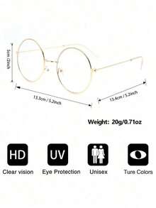 1pc Women Blue Light Glasses Reading Daily School Life Eye Clothing Accessories - 1件金白色扁平 - 查看 8