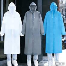 可重复使用加厚EVA全身雨披，男女通用透明便携雨衣 - A - 查看 2
