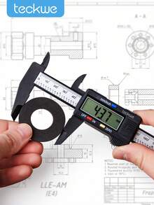 Teckwe 0 - 6" / 0 - 150mm Digital Caliper Measuring Tool Electronic Micrometer Caliper Electronic Digital Caliper Carbon Fiber Dial Vernier Caliper Gauge Micrometer Measuring Tool Digital Ruler Tester - Black - View 1