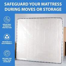 Honey-Waterproof Mattress Cover Bag For Moving And Storage Heavy-Duty Protector With Zipper Closure Tear-Resistant Polyethylene Material Twin Full Queen King Size Bed Mattress Encasement Washable Dust Mite Proof Bedding Storage Bag For Travel Camping Guest Room - 1 - View 2