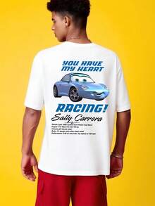 Disney Cars Movie Lightning McQueen Couple T-Shirts - "You Make My Heart Flutter" And "You Have My Heart" Racing Car Designs, Unisex Casual Summer T-Shirts (Sold Separately) Dating Essentials - Men's White - View 2