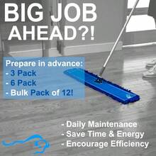 24 Inch Microfiber Dust Mop, Medium Washable Commercial, Sweeper, Janitorial Head Replacement, Push Mop Broom, Blue - Màu xanh dương - 24 inch - Xem 4
