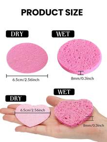 Compressed Facial Sponges 100% Natural Cosmetic Spa Sponges For Makeup Remover For Daily Facial Cleansing And Exfoliating - Watermelon Pink - View 4