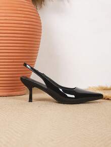 Women's Pointed Toe Kitten Heel Pumps, Backstrap Thin Heel Closed Toe Dress Shoes For Party, Outdoor, Work, Black (Run Small By 1 Size) - Black - View 5