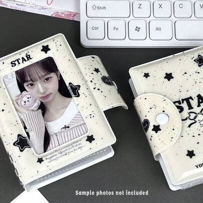 1 pieza Álbum de fotos instantáneas de 3 pulgadas, material de PU con botón, adecuado para fotos lindas, colección de tarjetas, fans de ídolos, accesorios de anime y juegos