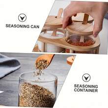 3Pcs/Set Kitchen Spice Jars Set With Spoons, Glass Spice Bottle L Moisture-Proof Spice Jar With Lid And Tray, Multifunctional Glass Condiment Storage Bottle, Triangular Wooden Support, Storage Jar, Perfect For Seasoning Storage And Kitchen Tidying - 彩色 - 查看 7