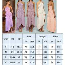 WT-2026 Hot Selling Women Ruffle Hem Pleated Sheer Mesh Long Maxi Dress Sleeveless Halter Neck Irregular Tiered Flowy Long Maxi Dresses For Wedding Guest Summer Holiday Beachwear ElegantMaxiDress. - 米色 - 查看 8