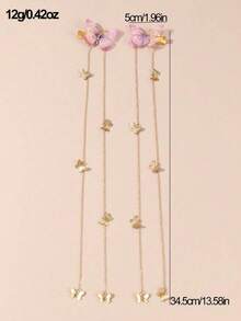 2pcs Girls Butterfly Chain Pendant Hair Clips For Daily Decoration Hair Accessories AL3H - Multicolor - View 5