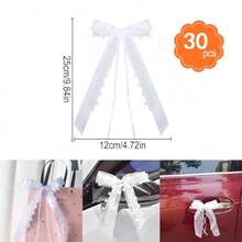 Wedding Car Decoration Kit Pack Of 30 White Bow Wedding Decor Car Ribbon Kit Ribbons And Bows Gift For Gift Wrapping Party Decorations Baskets Drr - As Pic - View 2