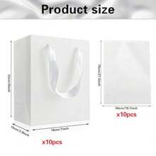 9 Inches E Gift Bags With Ribbon Handles Kraft Paper Shop Bags With Tissue Paper For Party Business Wedding Birthday Graduation Fathers Day - White 9 Inches - View 3