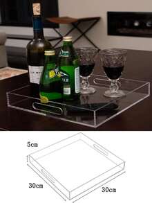 1pc Acrylic Tray, Transparent Fruit Plate, High-End Hotel Home Use Storage Organizer, Acrylic Cosmetic Box - Clear - View 15