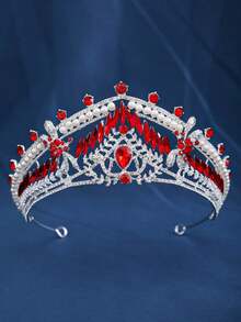 1件优雅奢华的水晶珍珠女士皇冠头饰，适合新娘婚礼、晚宴、派对、成人仪式等场合。 - 彩色 - 查看 9