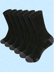 1/5 Pairs Of Men's Outdoor Sports Socks, Breathable, Odor-Resistant, Comfortable, Suitable For Summer Outdoor Sports, Long Socks, Black, Mid-Calf Socks - Multicolor - View 5