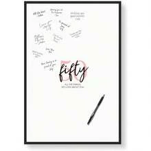1pc White Signature Board For Birthday Party, Simple Birthday Party Design, Canvas Material, Vertical Signature Blessing Decor, Guest Signature Alternative, Suitable For 21st, 30th, 40th, 50th, 60th Birthday, Heart-Shaped Blank For Signing "Happy Birthday", Express Your Best Wishes, Decoration For Men & Women, Birthday Celebration, Minimalist Wall Art, Poster, Party Decor (No Frame) - Pink - View 4