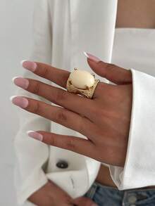 1 chiếc nhẫn trang sức kiểu Bohemian cổ điển, họa tiết hình học phóng đại, đính đá giả, sang trọng và thanh lịch, thích hợp cho đám cưới, tiệc tùng, kỳ nghỉ, thường ngày, phong cách đường phố, quà tặng cho nữ, quà tặng cho các cặp đôi, ngày lễ, sinh nhật, đa năng. - nhẫn - Xem 9