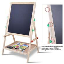 Tablero de dibujo de madera 2 en 1 de doble cara para bebés y niños. - Albaricoque - Ver 5