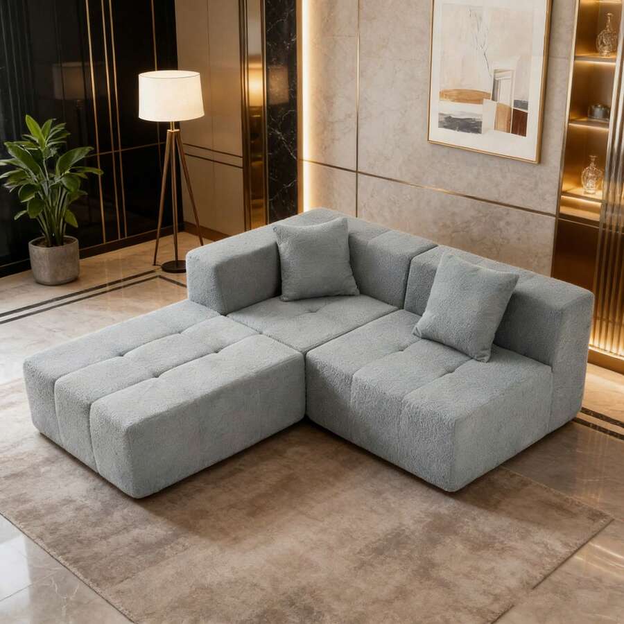 Sofas & Couches - Gray + Sponge + Primary Living Space + 3 Seat - View 1