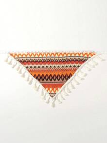 1pc Bohemian-Style Orange Tassel Bandana Headband Hair Scarf, School Stuff, College Fall Winter Hair Band Hair Accessories For Women For Vacation Outfits Woman - 橘色 - 查看 4