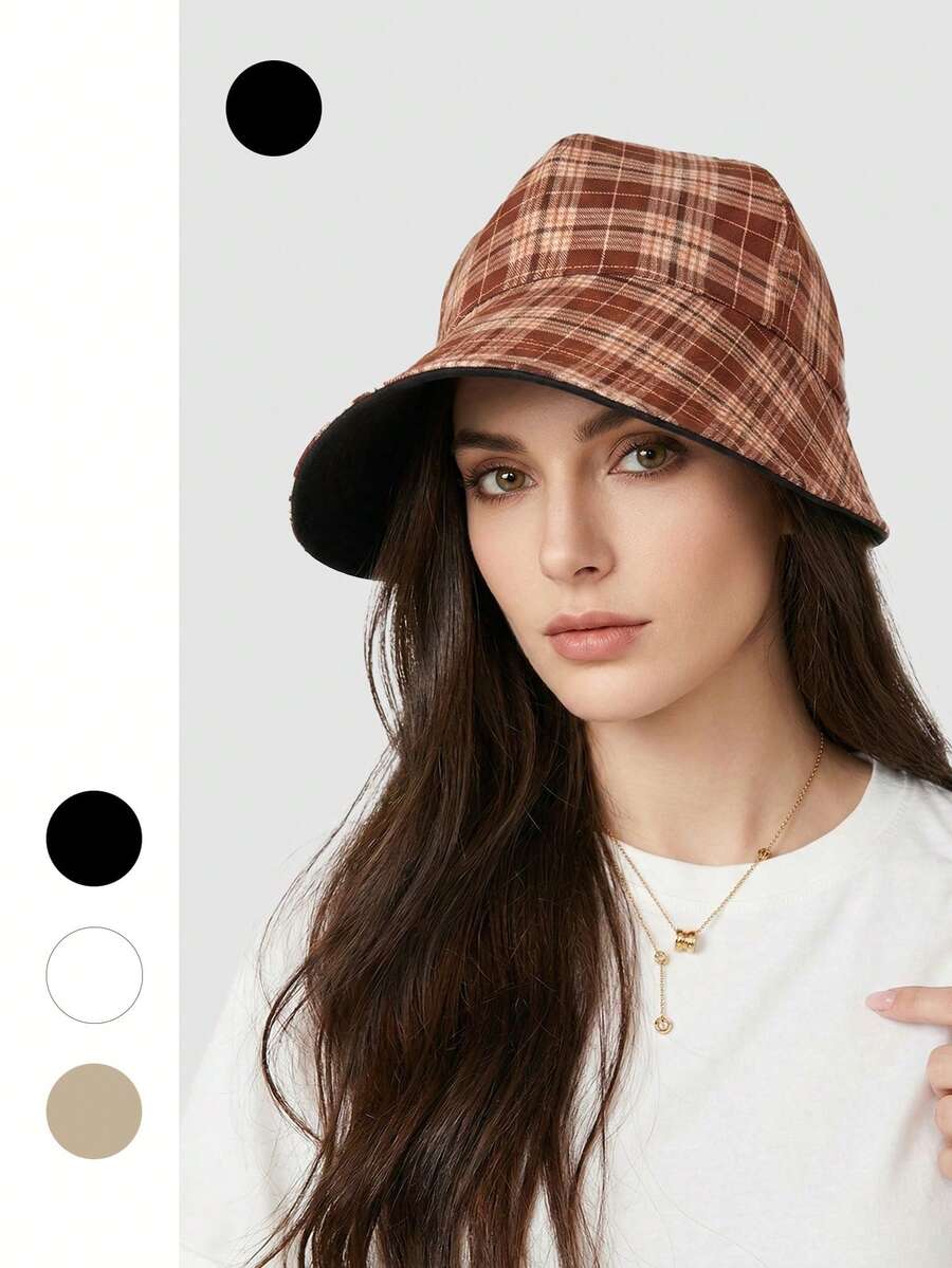 1pc Reversible Floral Bucket Hat, Japanese Style Large Brim Sun Hat For Women, Linen UV Protection Summer - A - View 1