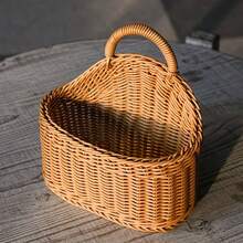 Nordic Portable Decorative Woven Basket, Kitchen Hanging Storage Cabinet, Storage Display, Handheld Basket Decor, Hotel Kitchen Supplies, For Storing Spoons, Chopsticks, Fresh Flowers And Miscellaneous Items, Portable Wall-Mounted Storage Basket, For Home Decor, Storage Basket, Ideal Home Organizer, Space-Saving Home Storage - Multicolor - View 6