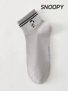 6/3/1 pares de calcetines cortos para hombre con patrón bordado auténtico de Snoopy, calcetines deportivos con diseño de dibujos animados lindos, calcetines únicos de Snoopy para hombre - Multicolor - Ver 8