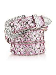 Cinturón con remaches y adornos de rhinestone, minimalista y práctico multifuncional - Rosa - Ver 6