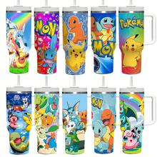 40oz Pokemon Themed Insulated Tumbler Cup With Straw, Creative 2nd Generation Design - Multicolor - View 8