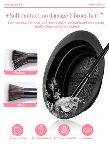 36PCS Makeup Tools Set Including:20PCS Makeup Brush Set+1pc Multi-Functional Zipper Toiletry And Cosmetic Bag Waterproof+3PCS Makeup Sponges+3PCS Mini Makeup Sponges+3PCS Triangle Powder Puffs+3PCS Mini Air Cushion Powder Puffs+1pc Hairband+2PCS Makeup Brush Cleaning Tools - Black - View 3