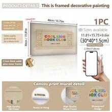 1pc Canvas Wall Art With Frame, Decor For Children's Room, Cool Kids Reading Club Admission Ticket, Colorful Children's Room Decor, Beige Landscape Wall Art, Children's Home Decor, Suitable For: Children's Room Decor, Game Room Decor, Nursery Decor, Playroom Decor, Preschool Decor, Girls Bedroom Decor, Boys Bedroom Decor, Nursery Decor - Multicolor - View 12