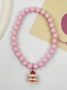 1pc Elegant Sweet Style Faux Pearl Material Resin Cat & Dog Beaded Necklace Choker Accessory - Multicolor - View 6