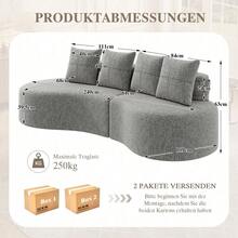 Sofas & Couches - Light Gray + Linen + Foam + 4 Seat - View 4