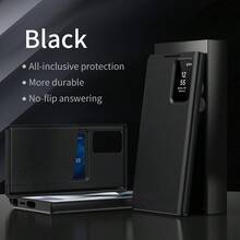 Luxury Business PU Leather Smart View Flip Case With Foldable Stand, Auto Sleep/Wake Function, Card Holder, Wallet Style Full Body Shockproof Protective Cover Compatible With Samsung Galaxy S26 Ultra S25 Ultra S24 Ultra S23 Ultra S22 Ultra - Black - View 3