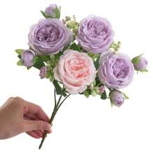 1/3pcs Artificial Peony Flowers, Reusable Fake Peony Bouquet - Home Indoor Decor, Artificial Flower Arrangement Center Decor, Outdoor Garden Yard Decor, Wedding Birthday Party Decor - Vase Not Included - Purple - View 8