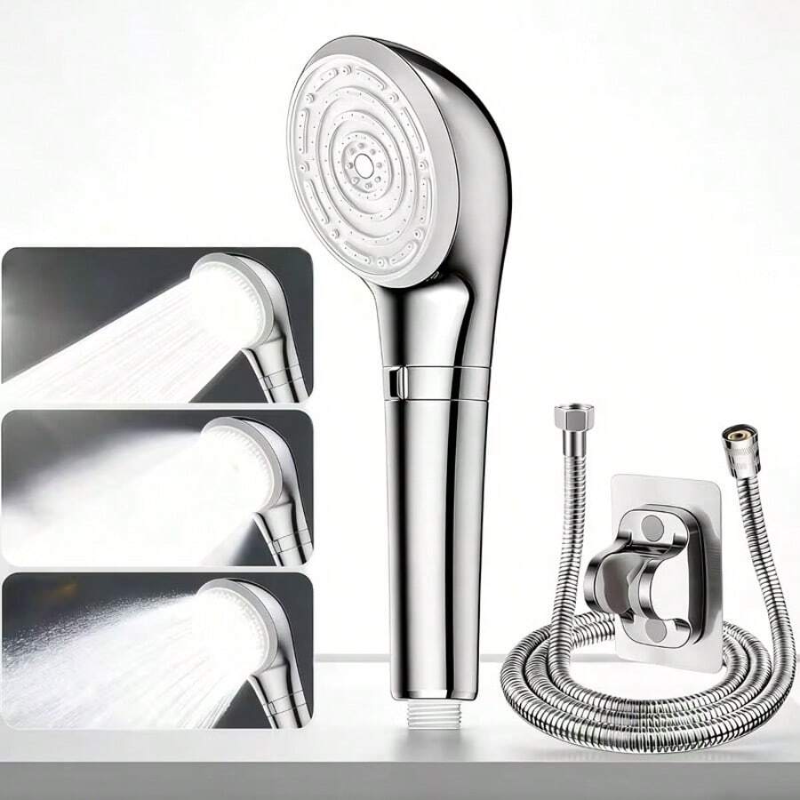 Vòi sen cầm tay 3 chế độ tạo bọt nano, lọc nước tại nhà và làm mềm da, ống dẫn chống nổ 150cm + bộ giá đỡ không cần khoan, súng sen đa chức năng cho phòng tắm, quà tặng ngày lễ sáng tạo. - Đầu vòi sen - Xem 1
