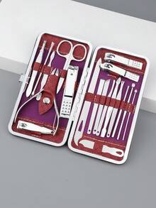 RANCAI 19-Piece Stainless Steel Nail Clipper Set With Storage Case Includes Pedicure Knife And Manicure Tools Complete Set Of Nail Clippers And Nail Care Tools - Multicolor - View 9