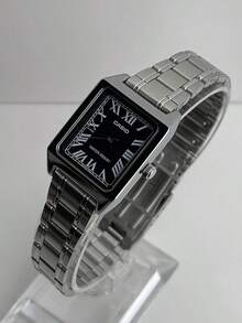 Casio LTP-V007D-1B 女士腕表，方形黑色表盘，不锈钢表带，简约石英腕表，优雅正装表，完美的生日和毕业礼物 - 黑色 - 查看 7