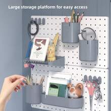1pc/2pcs/4pcs/5pcs Wall Mounted Pegboard Storage Rack, Easy Installation, Thickened Wall-Mounted Design, Perfect Space Utilization Solution For Bathroom, Kitchen, Living Room, Office, No Drilling Required, Multi-Functional Organizer For Home, Kitchen, Bathroom, Dorm Room - Multicolor - View 7
